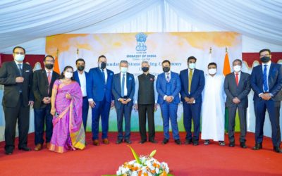 Team IBPC with Minister of External Affairs Dr. S. Jaishankar at the Foundation Laying Ceremony of the New Indian Embassy in Qatar on 9th Feb 2022